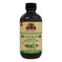Okay Black Jamaican Castor Oil Original Dark with Peppermint, 4 Oz