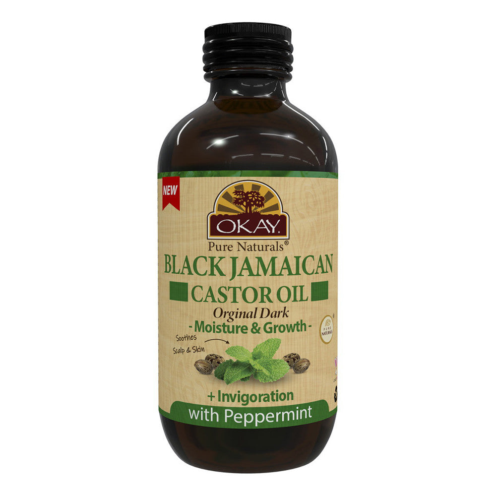 Okay Black Jamaican Castor Oil Original Dark with Peppermint, 4 Oz