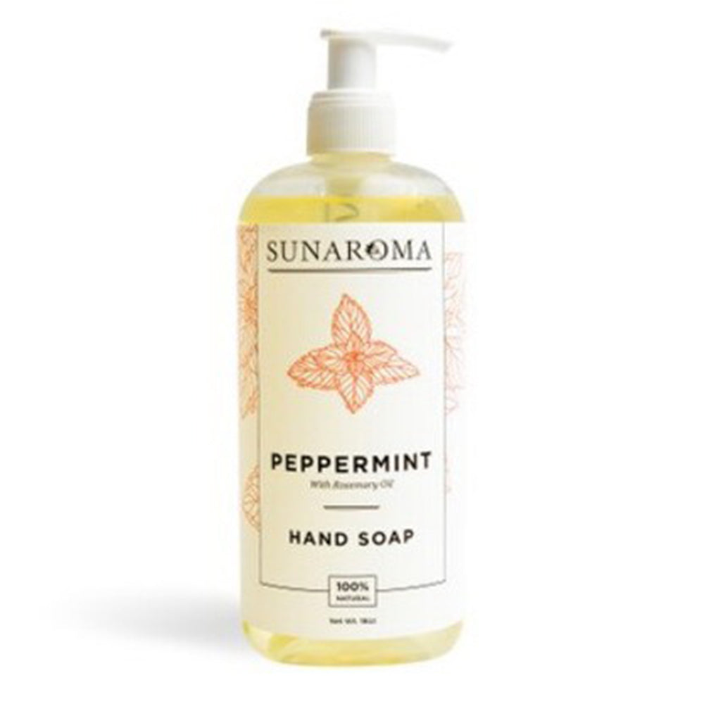 Sunaroma Peppermint Natural Hand Soap with Rosemary Oil Sulfate Free 18Oz