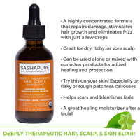 Sashapure Deeply Therapeutic Hair, Scalp and Skin Elixir, 1.7 Oz