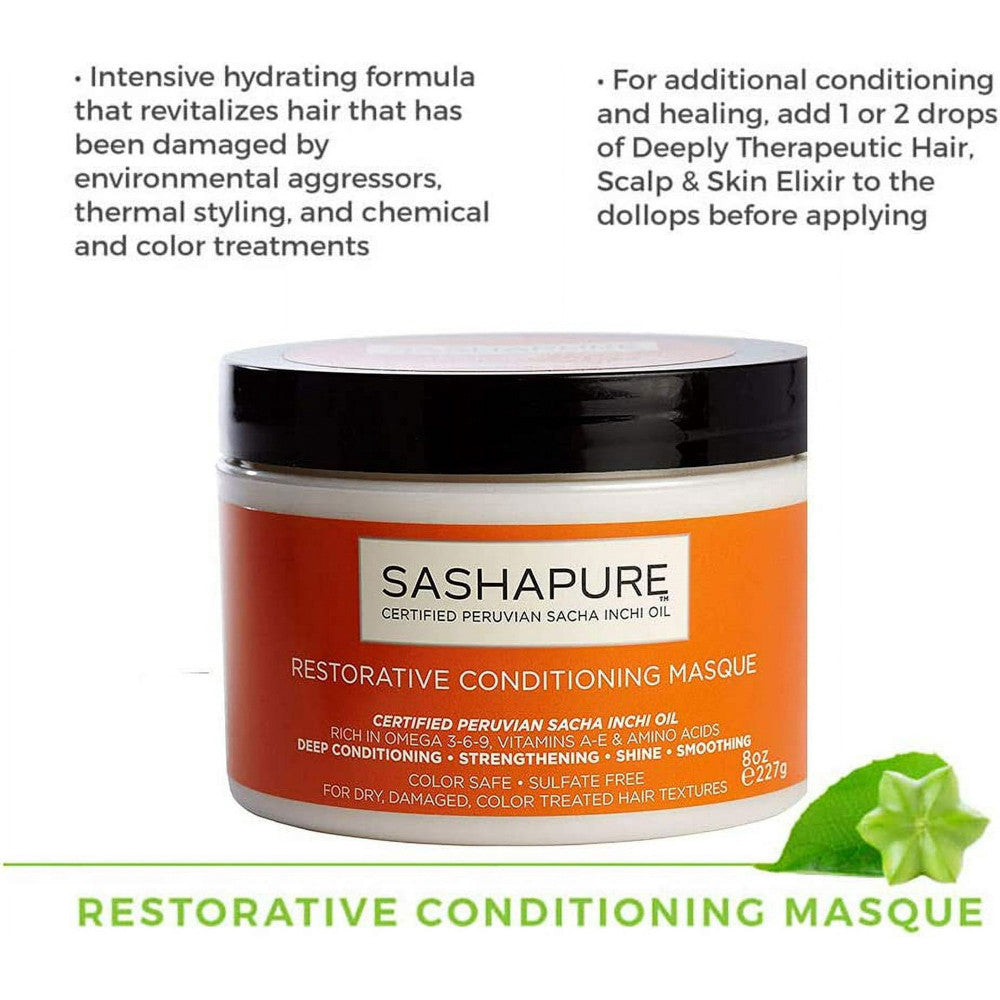 Sashapure Restorative Deep Conditioning Masque, 8 Oz