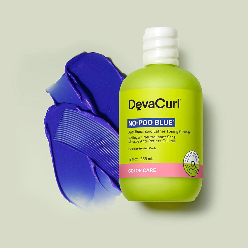 Devacurl No Poo Blue Anti Brass Zero Lather Toning Cleanser, 12 Oz