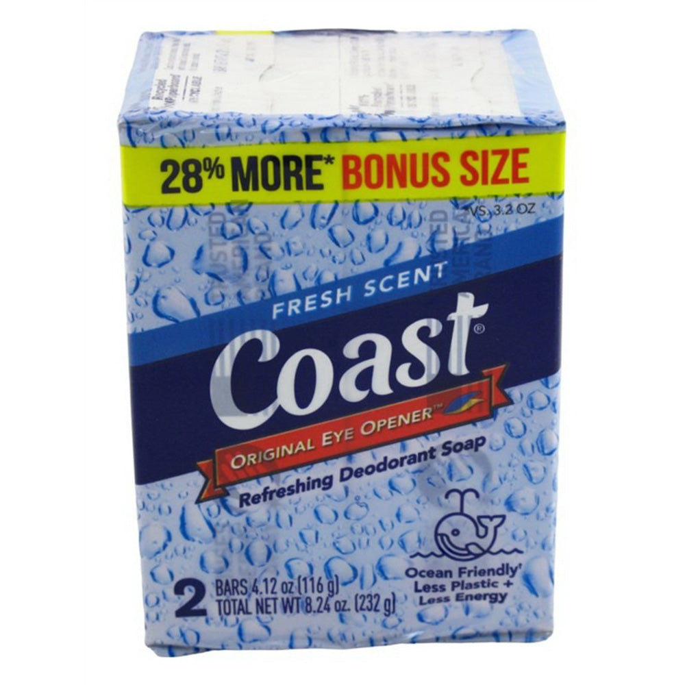 Coast Bath Bars Fresh Scent Refreshing Deodorant Soap 8.24Oz (232g)