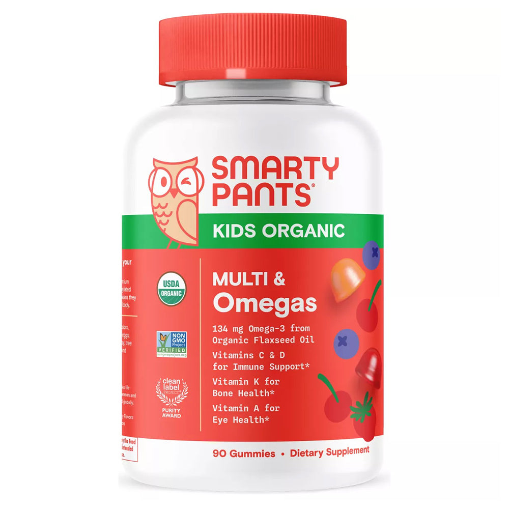 SmartyPants Kids Organic Multi and Omegas Gummies for Immune Health and Overall Wellness 90Ea