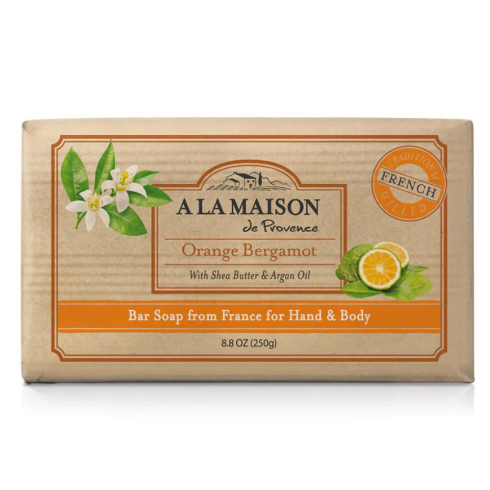 A La Maison Orange Bergamot Bar Soap for Gentle Cleansing and Moisturizing Skin 8.8Oz (250g)