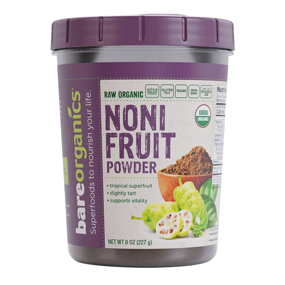 BareOrganics Super Food Raw Organic Noni Fruit Powder Support Vitality 8Oz (227g)