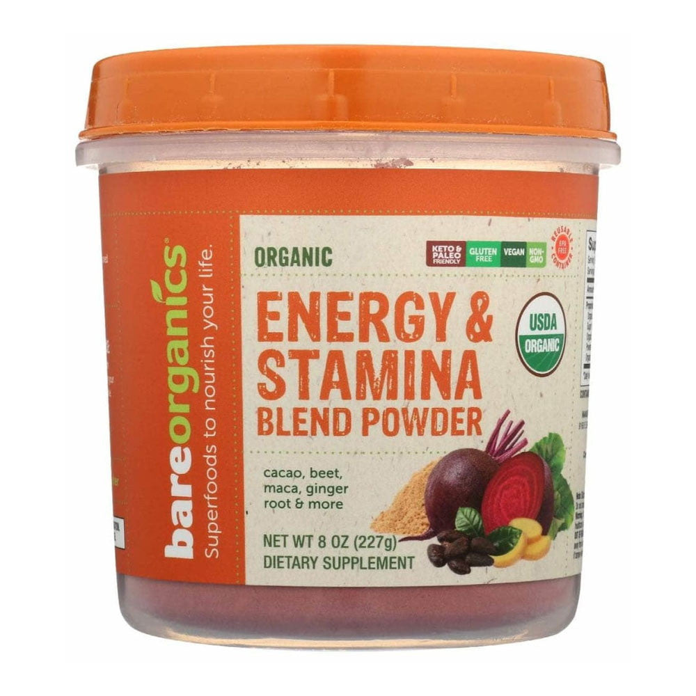 Bare Organics Energy And Stamina Blend Powder, 8 Oz