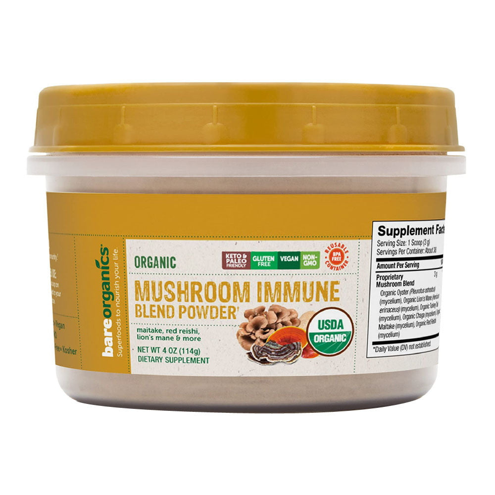 Bare Organics Mushroom Immune Blend Powder, 4 Oz