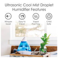 Crane Ultrasonic Cool Mist Humidifier 0.5 Gallon, Blue and White, 1 Ea