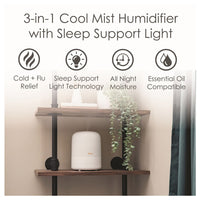 Crane 3 in 1 Cool Mist Humidifier with Aroma Diffuser and Sleep Support Light, 1 Ea