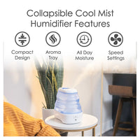 Crane Cool Mist Collapsible Humidifier, Blue and White, 1 Ea