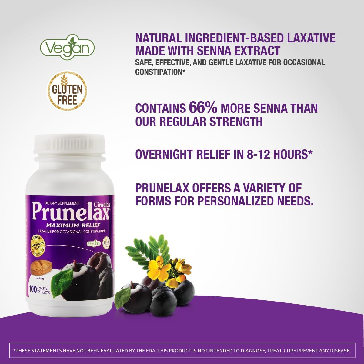 Prunelax Ciruelax Natural Laxative Maximum Relief Tablets, 100 Ea