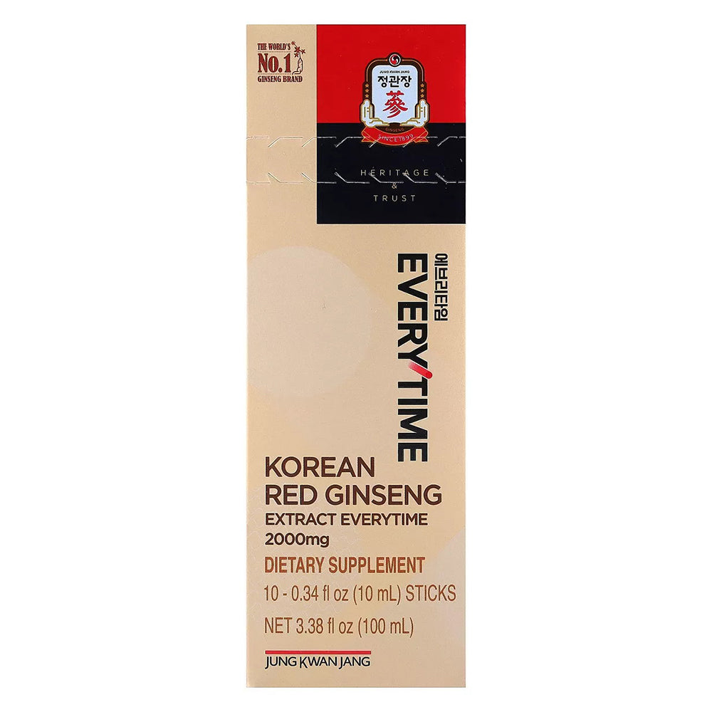 JungKwanJang Everytime Korean Red Ginseng Extract Everytime Sticks Dietary Supplement 10Ea