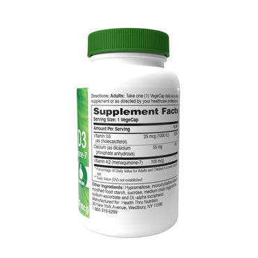 Health Thru Nutrition K2 And D3 As Menquinone 7 Complex For Healthy Bone Support, 60 Ea