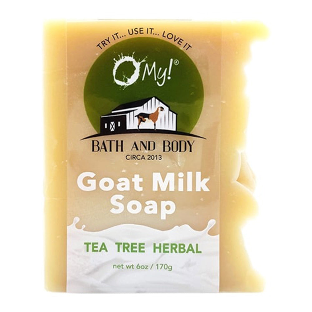 O My Bath and Body Goat Milk Essential Oil Tea Tree Herbal Bar Soap Sulfate and Paraben Free 6Oz (170g)