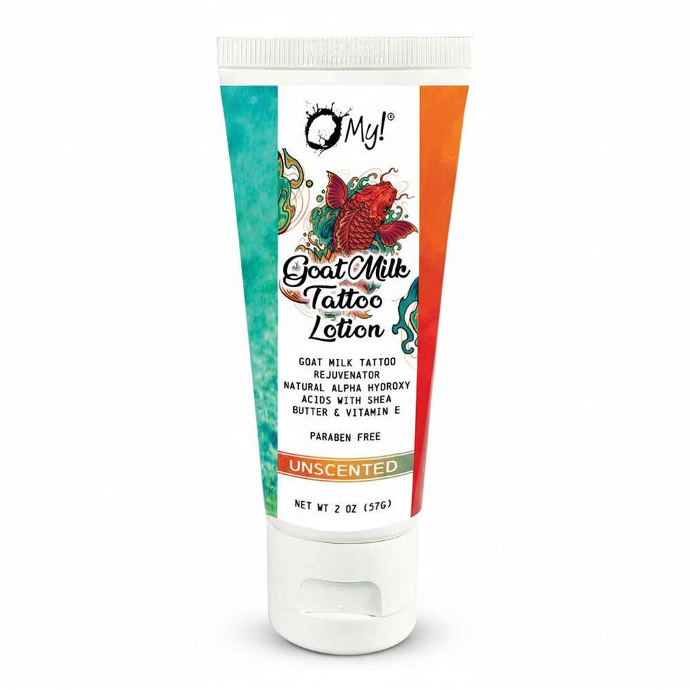 O My! Bath and Body Goat Milk Tattoo Lotion Unscented with Shea Butter and Vitamin E 2Oz (57g)