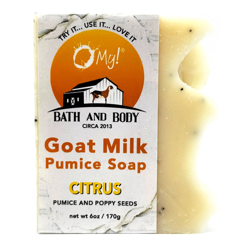 O My Goat Milk Pumice Soap Citrus for Exfoliating and Smoothing Rough Skin 6Oz (170g)