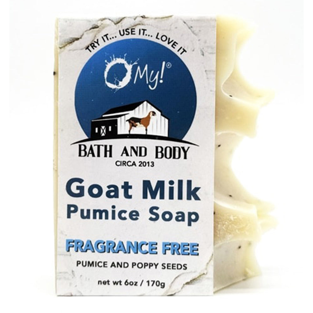 O My! Bath and Body Goat Milk Pumice Bar Soap Fragrance Free 6Oz (170g)