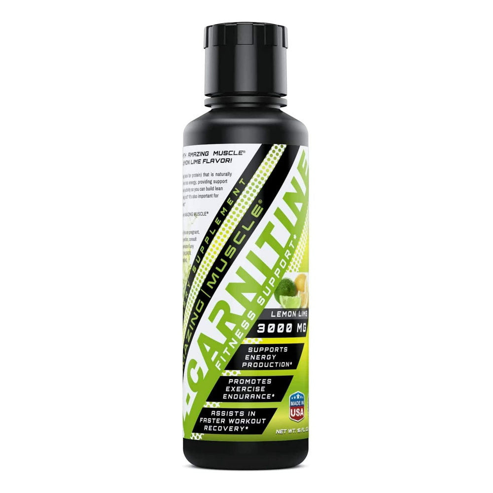 Amazing Nutrition Amazing Muscle L Carnitine 3000 Supports Fast Recovery From High Intensity Workouts, Lemon Lime, 16 Oz