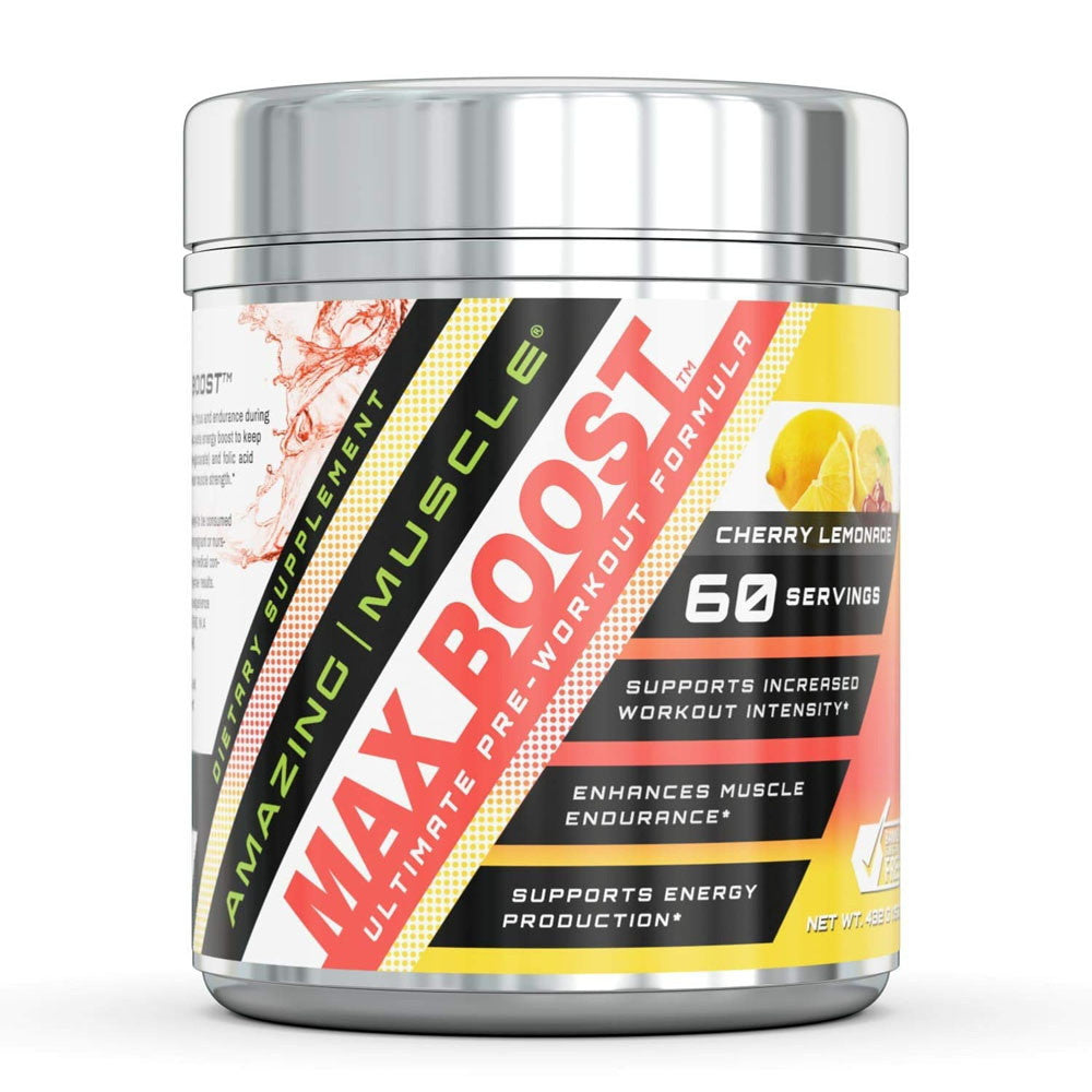 Amazing Nutrition Amazing Muscle Max Boost Advanced Pre Workout Formula, Cherry Lemonade, 60 Ea