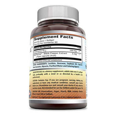 Amazing Nutrition Amazing Formulas CoQ 10 With Bioperine Digestive Health And Muscle Function, 60 Ea