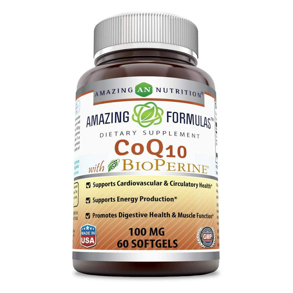 Amazing Nutrition Amazing Formulas CoQ 10 With Bioperine Digestive Health And Muscle Function, 60 Ea