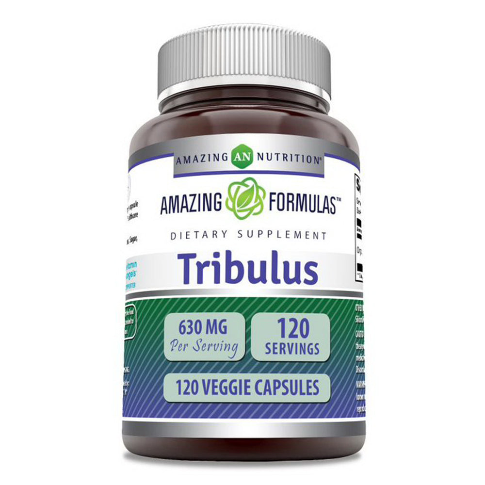 Amazing Formulas Tribulus 630mg Veggie Capsules Support Healthy Testosterone Levels Gluten Free 120Ea