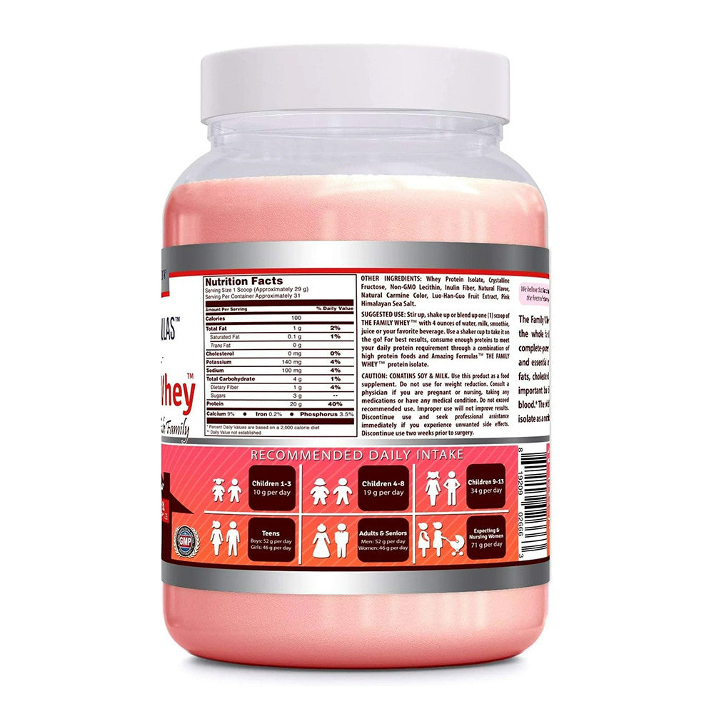 Amazing Nutrition Formulas The Family Whey Protein Powder, Strawberry, 2 Lb