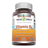 Amazing Nutrition Amazing Formulas Vitamin B6 Pyridoxine 200Mg Tablets, 100 Ea
