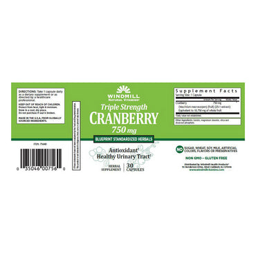Windmill Vitamins Cranberry 750 Mg Capsules, 30 Ea