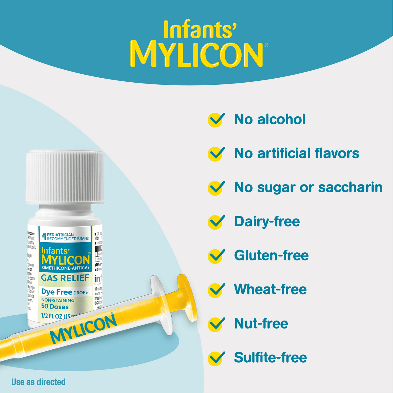 Mylicon Infants Drops Anti Gas Relief Dye Free Formula For Babys, 0.5 Oz