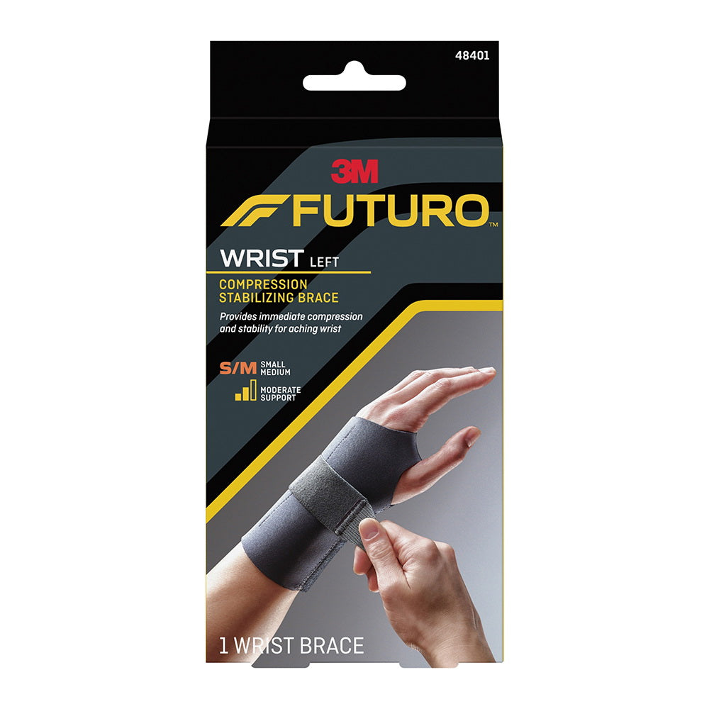3M Futuro Energizing Compression Stabilizing Brace Left Hand Wrist Small and Medium Moderate Support 1Ea