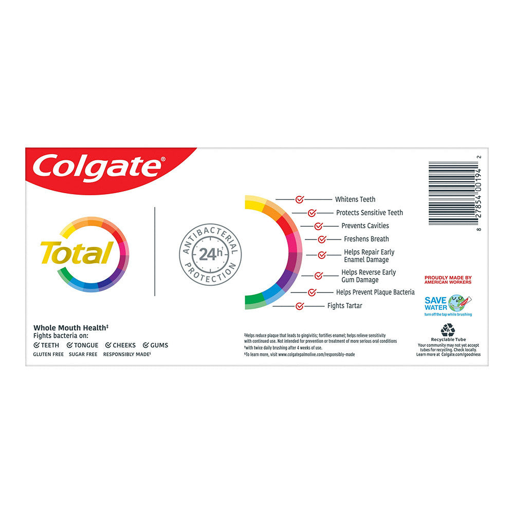 Colgate Total Whitening Toothpaste, Mint, 5.1 Oz, 2 Pack
