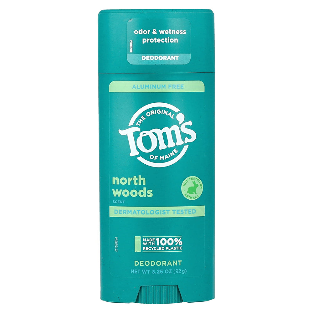Toms of Maine North Woods Scent Aluminum Free Deodorant Stick Odor and Wetness Protection 3.25Oz (92g)