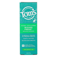 Toms of Maine Wicked Fresh Natural Fluoride Toothpaste, Spearmint Ice Flavor, 4 Oz
