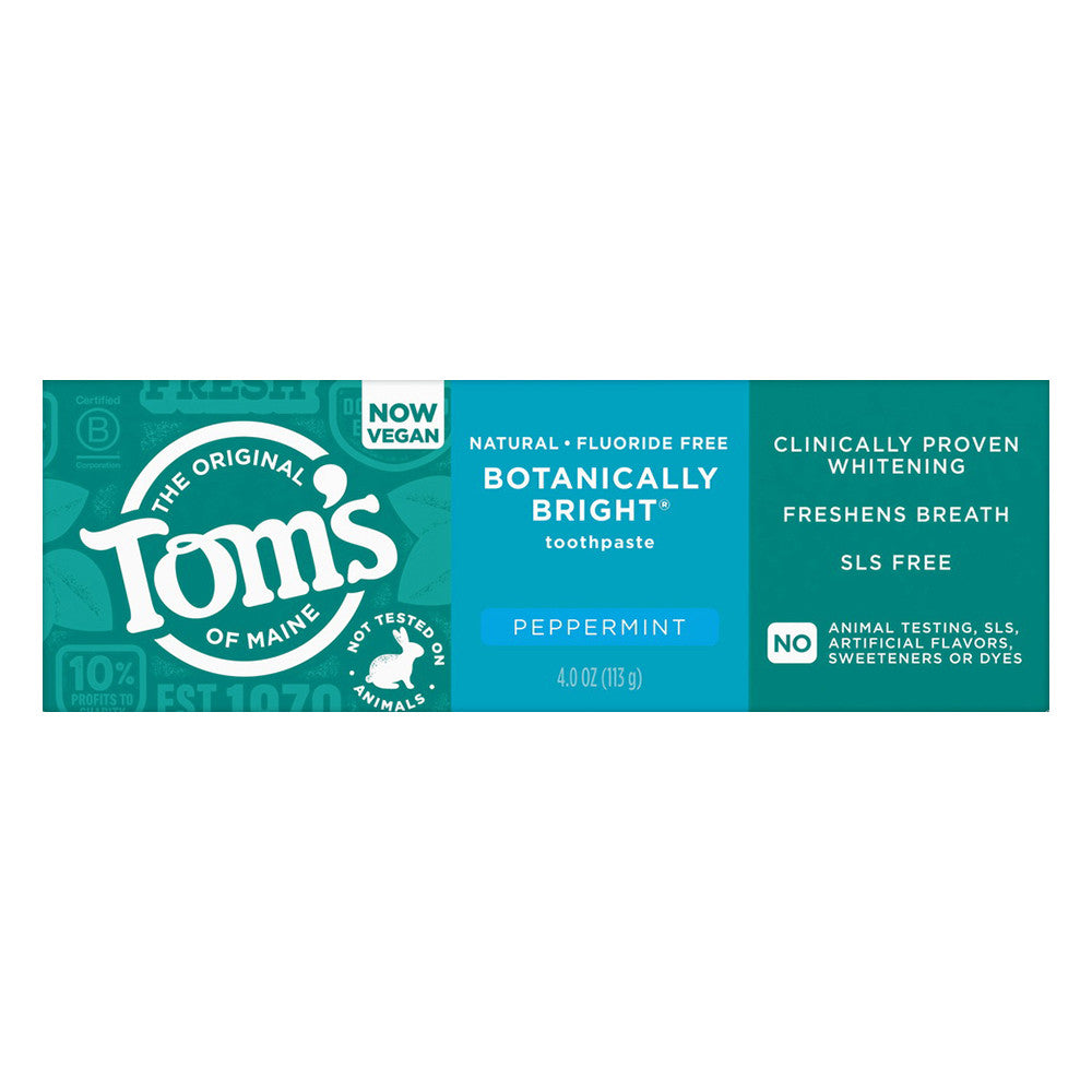 Toms of Maine Botanically Bright Toothpaste Fluoride Free Peppermint, 4 Oz