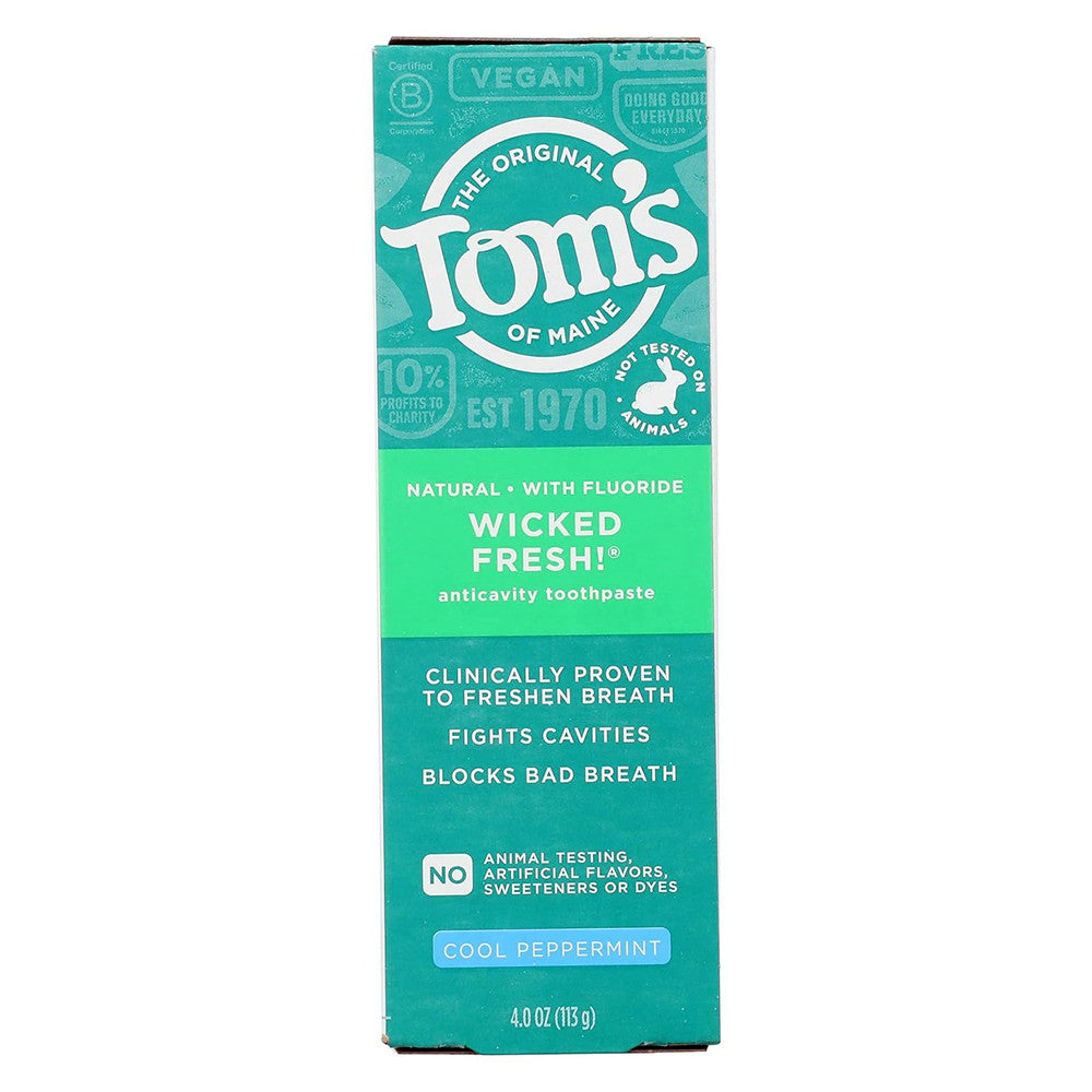 Toms of Maine Wicked Fresh Anticavity Toothpaste, Cool Peppermint Flavor, 4 Oz