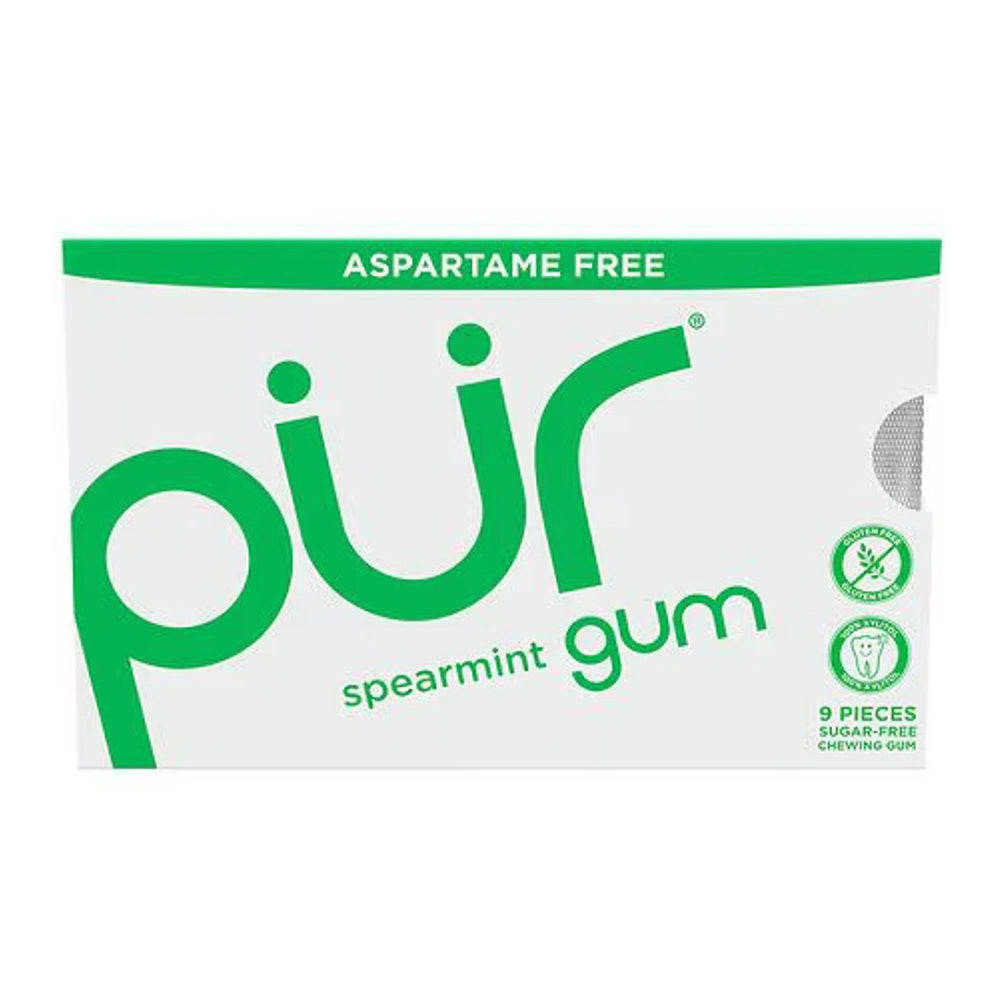 PUR Spearmint Sugar Free Chewing Gum for Oral Care 9Ea