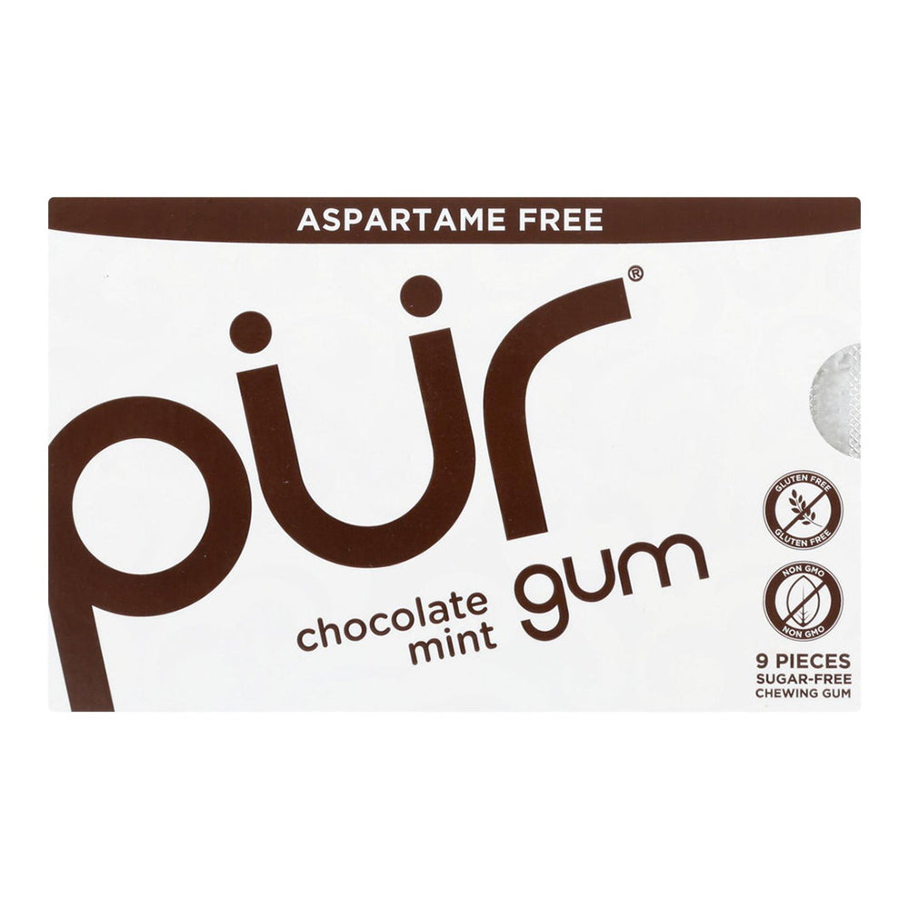 PUR Gum Aspartame Free Chocolate Mint Chewing Gum 9Ea