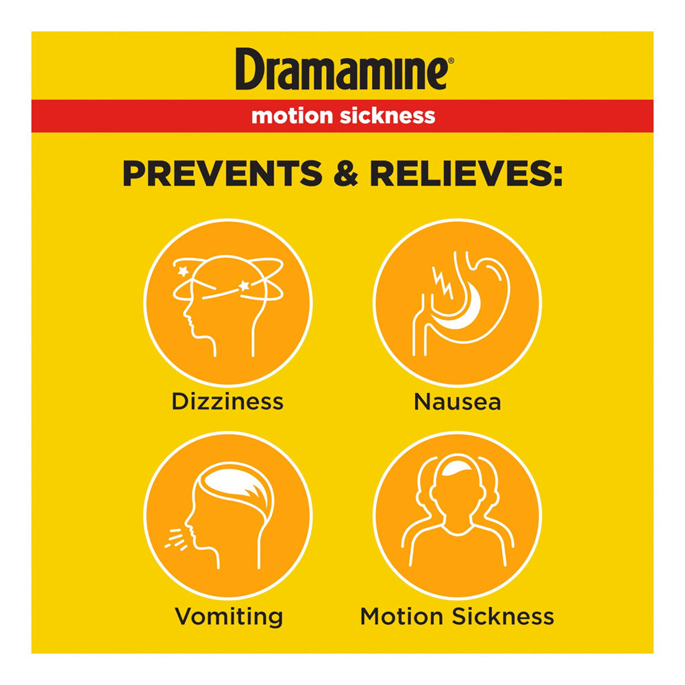 Dramamine Chewable Tablets For Motion Sickness Relief - 8 Ea