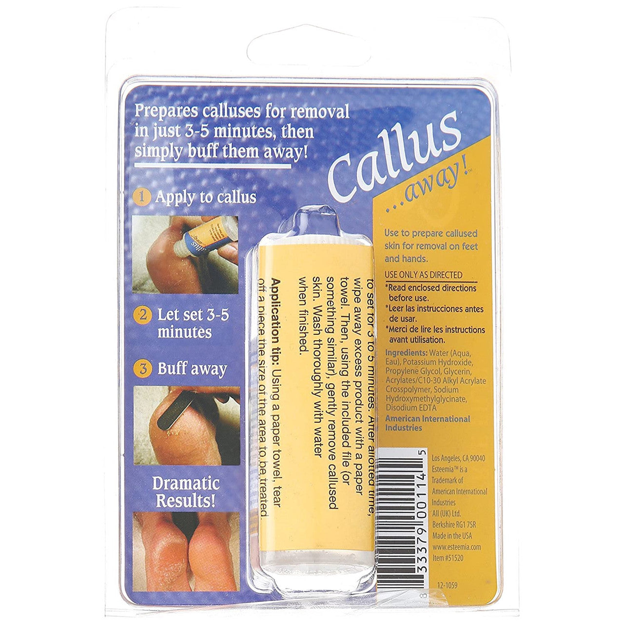 Esteemia Callus Away Removes Calluses In Minutes, Free File - 1 Oz