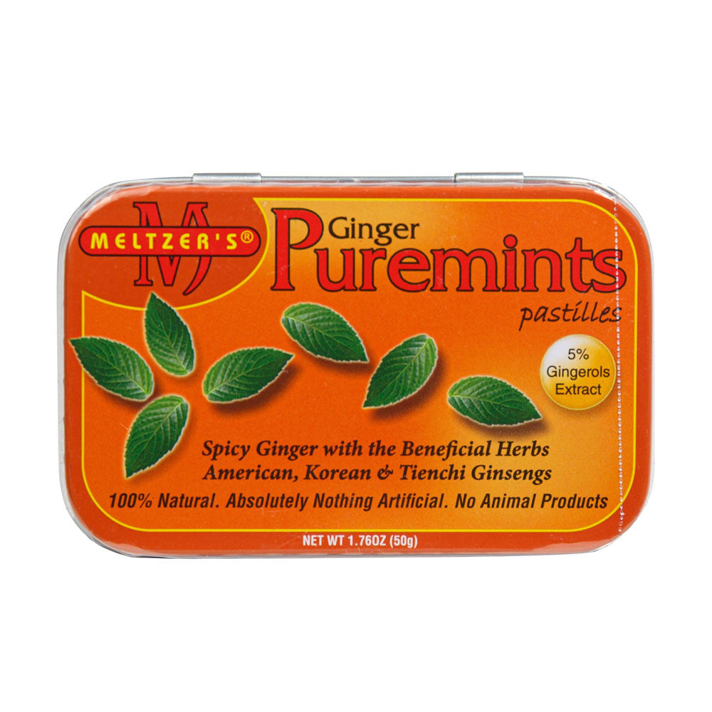 Meltzers Ginger Puremints 50g lozenges, 1.76 Oz, 12 Ea