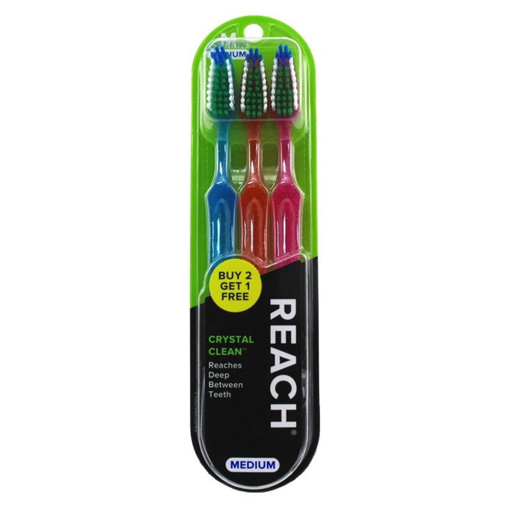 Reach Crystal Clean Medium Size Toothbrush 3Ea