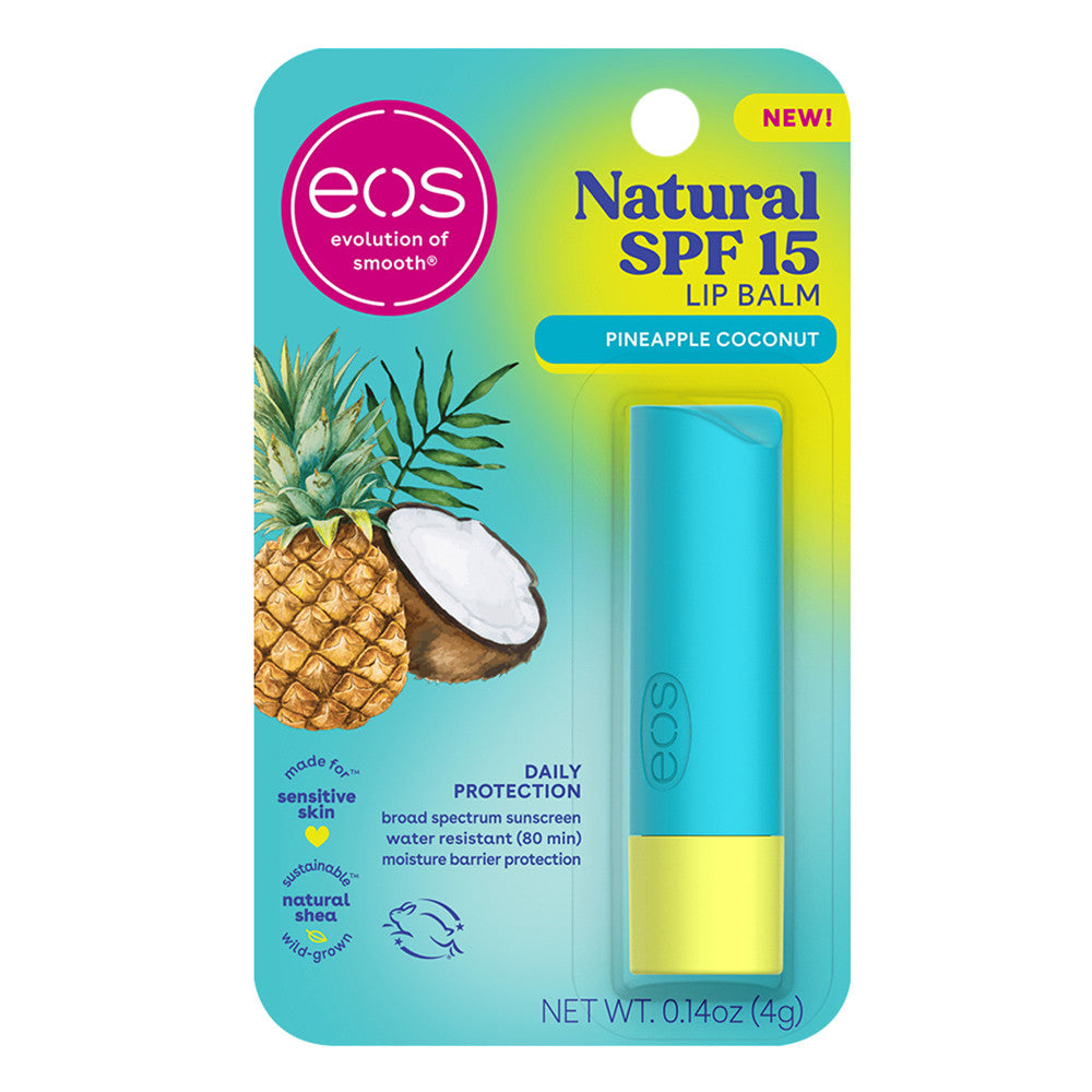 Eos Natural SPF 15 Lip Balm, Pineapple Coconut Flavor, 0.14 Oz