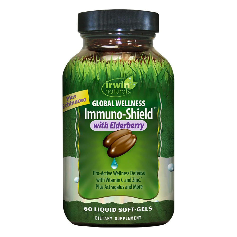 Irwin Naturals Global Pro Active Wellness Immuno Shield with Elderberry Softgels 60Ea