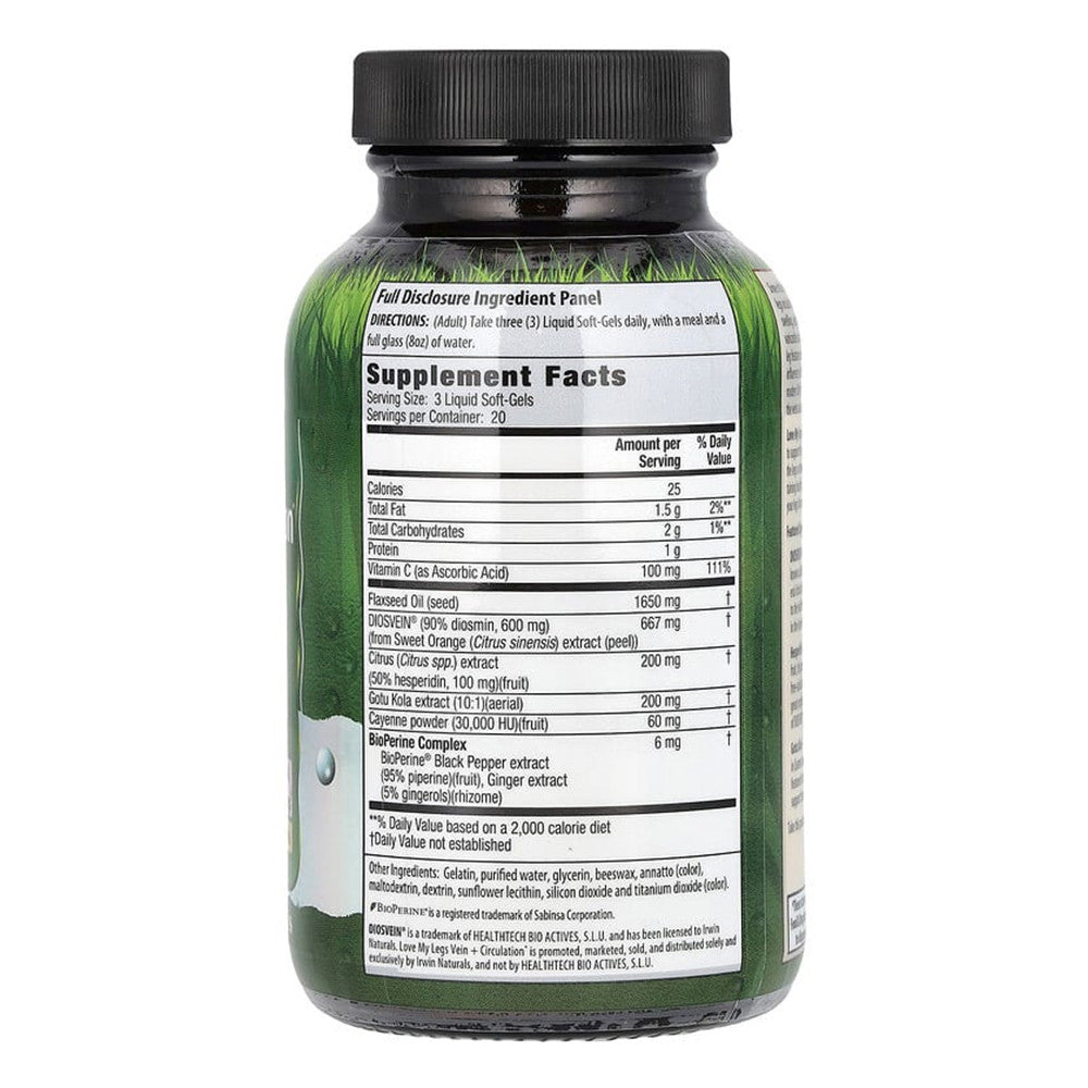 Irwin Naturals Love My Legs Vein and Circulation Liquid Softgels, 60 Ea
