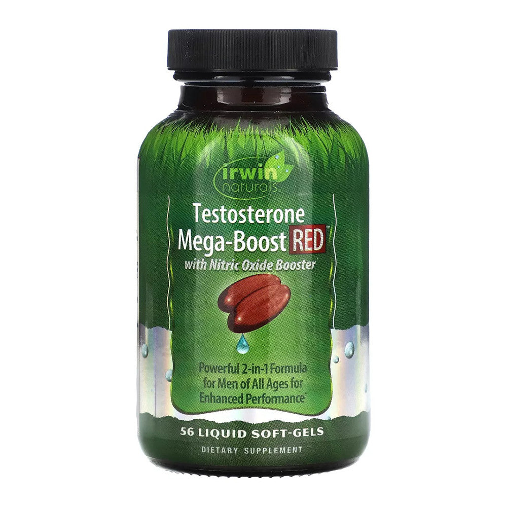 Irwin Naturals Testosterone Mega Boost Red With Nitric Oxide Booster Softgels, 56 Ea
