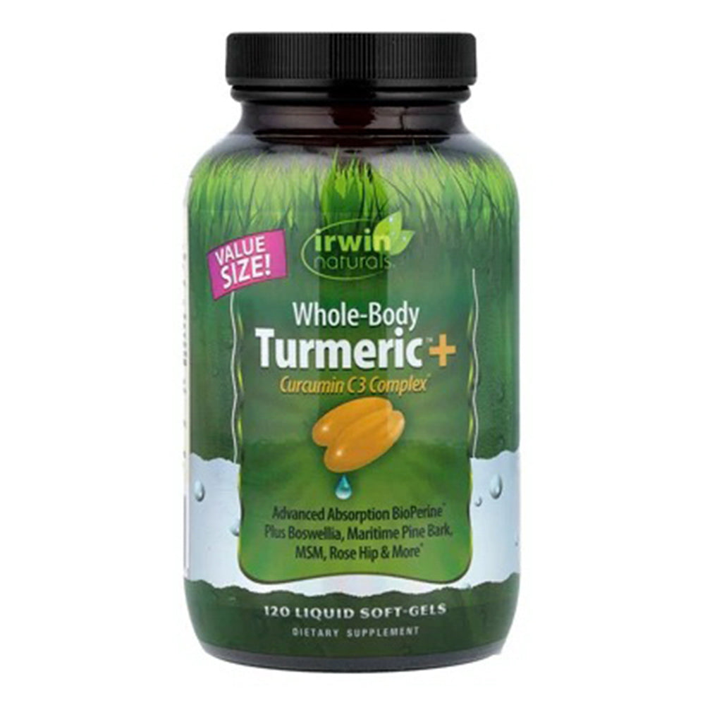 Irwin Naturals Whole Body Turmeric Plus Curcumin C3 Complex Liquid Soft Gels for Body Wellness 120Ea