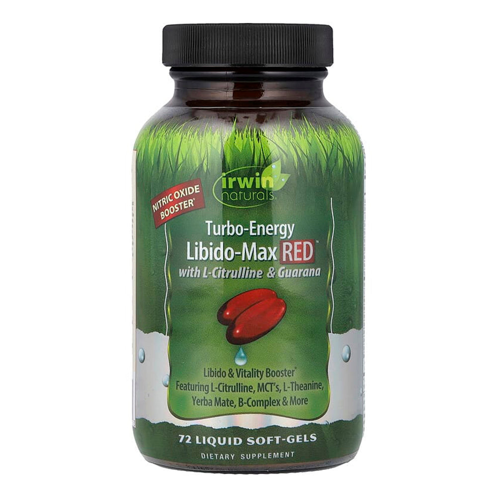 Irwin Naturals Turbo Energy Libido Max Red Liquid Softgels Vitality Booster 72Ea