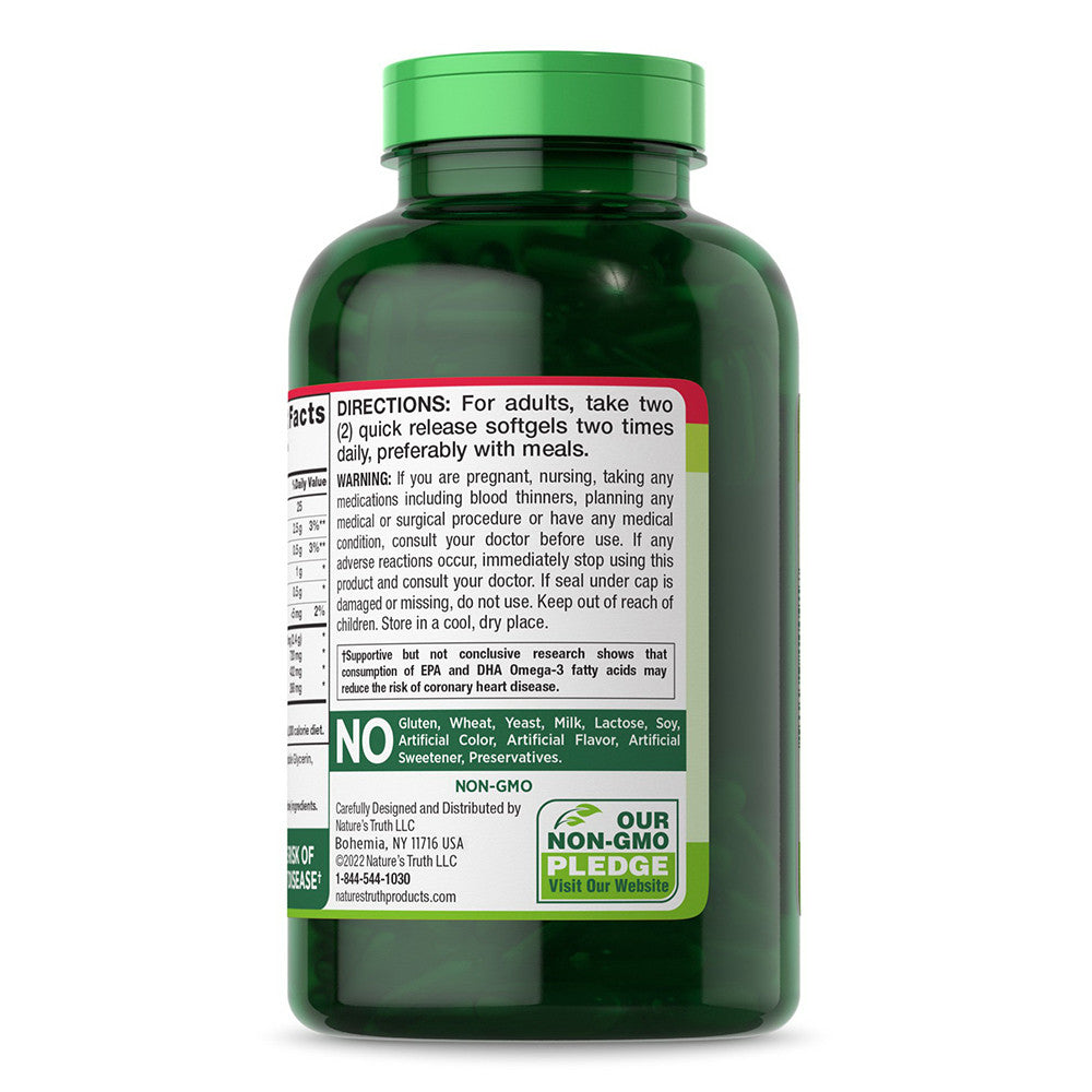 Natures Truth Fish Oil 2400 Mg Quick Release Softgels, Natural Lemon Flavor, 250 Ea